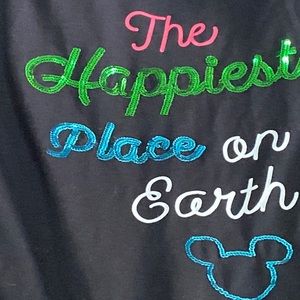 Disneyland Parks black shirt top blouse 👚 size L “The Happiest Place On Earth”